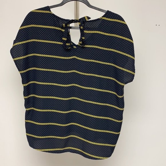 Tommy Hilfiger navy Striped/polka dot blouse.  Bundle only. - Picture 5 of 7
